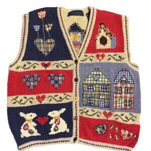 Multi coloured vintage knit vest (large)